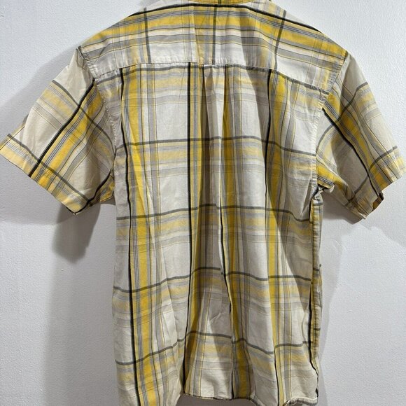 South Pole Teen Button Up Relaxed Short Sleeve  Yellow Plaid Shirt  Size L - Picture 6 of 7